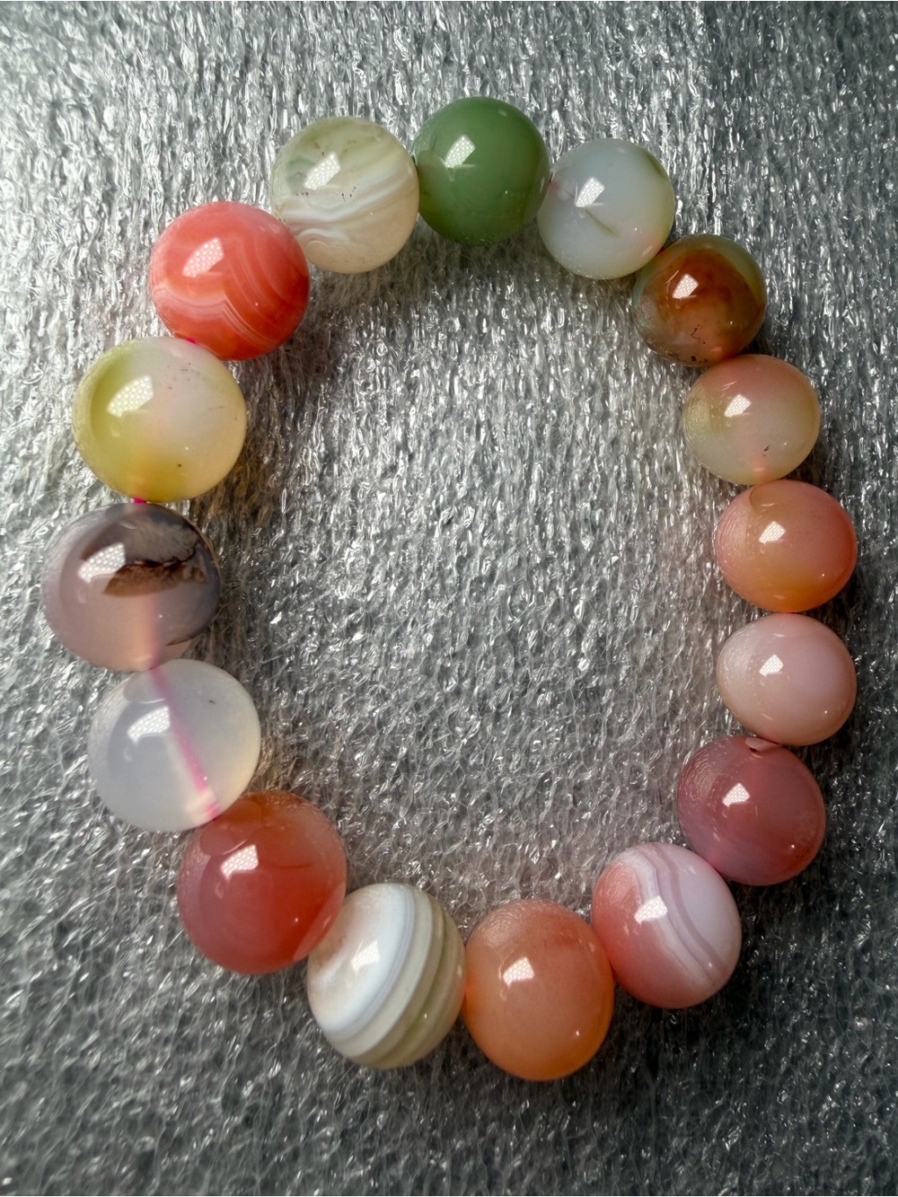 Gorgeous 12MM Jelly Colorful Agate Natural Crystal Bracelet